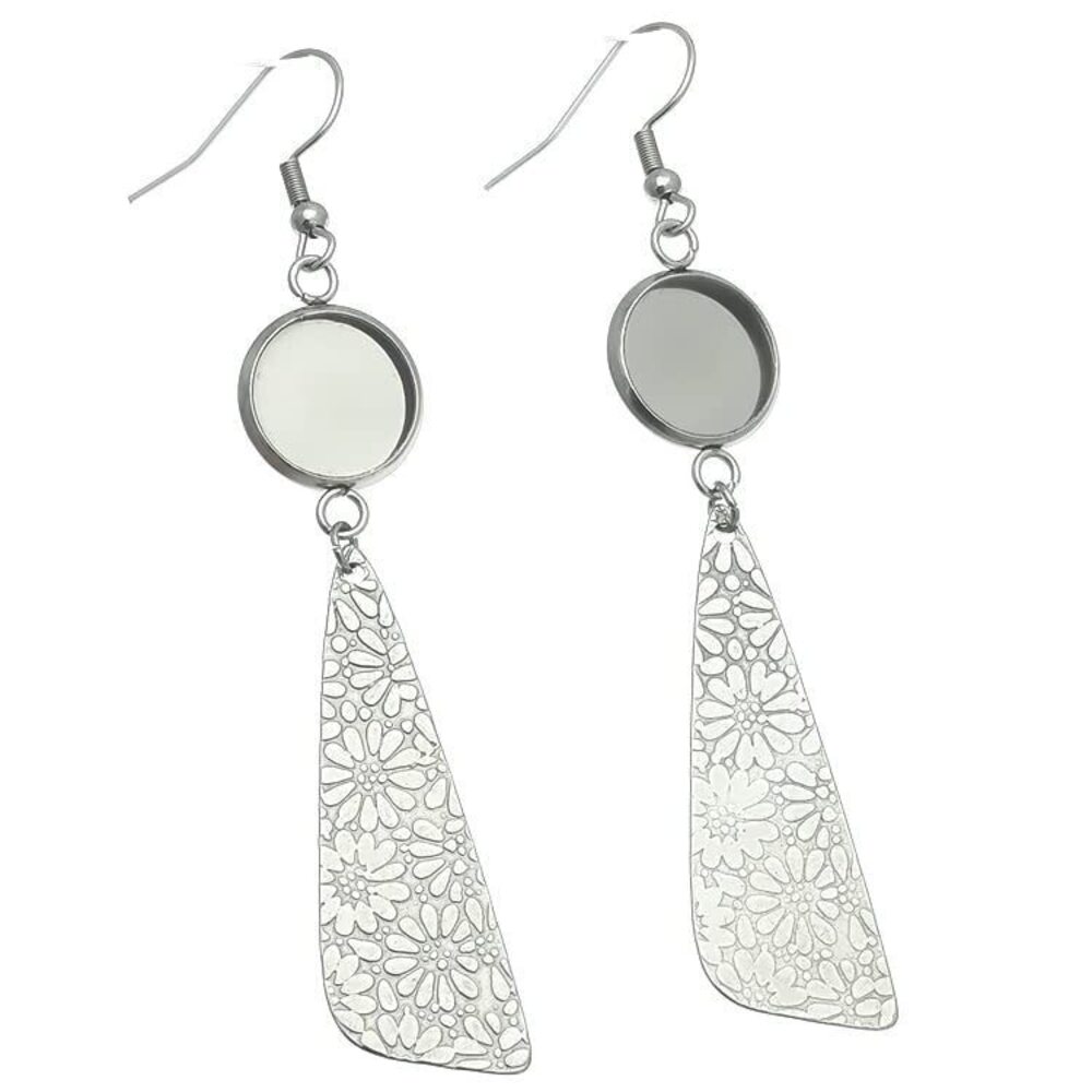 4803 12pcs Stainless Steel Earring Blank Settings with Daisy Tassel 10mm